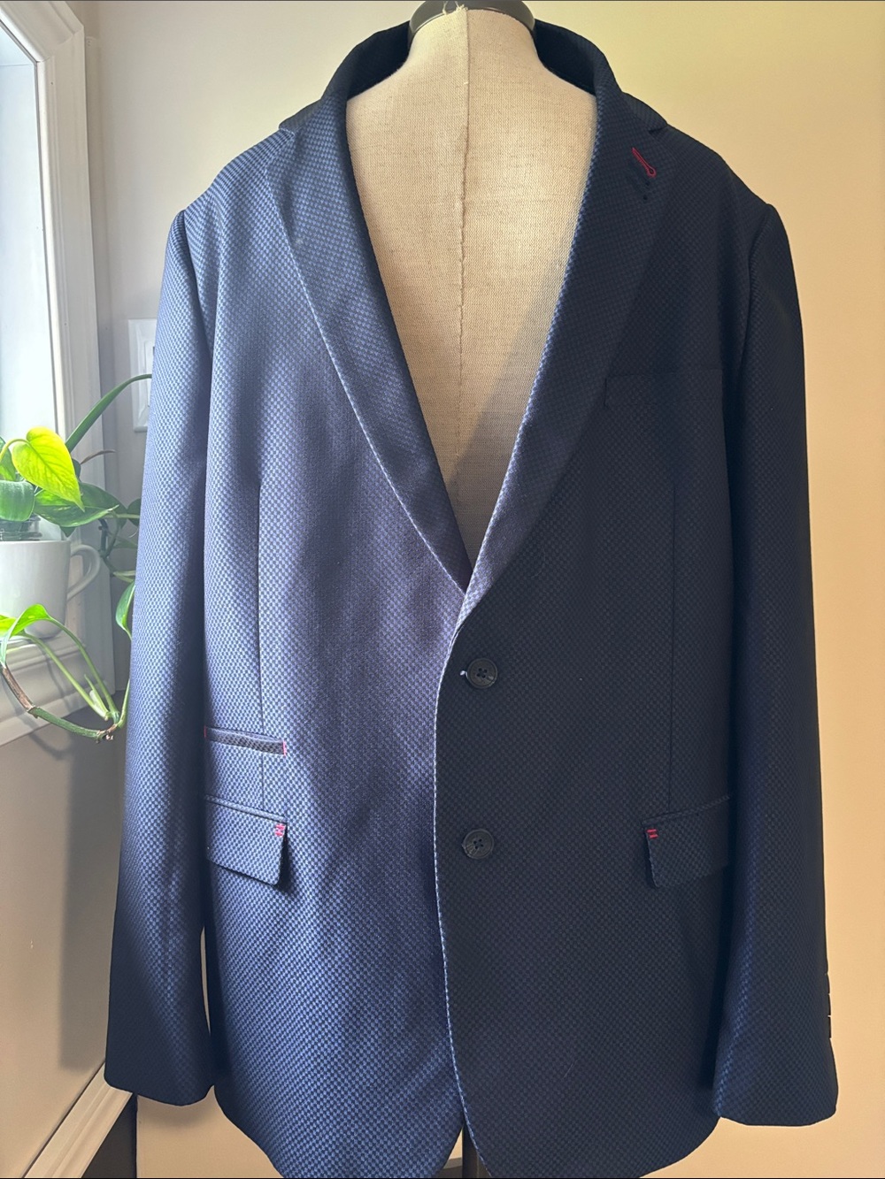 AU NOIR Textured Navy Blazer
